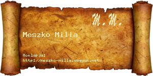 Meszko Milla névjegykártya